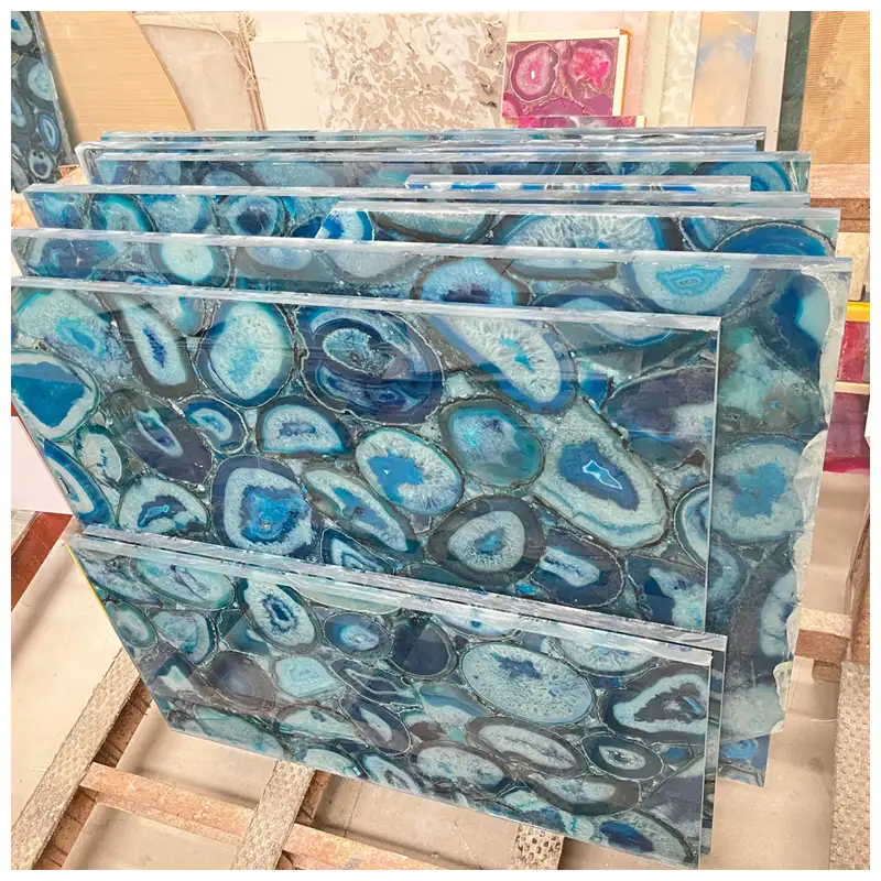 Blue Agate Gemstone Polished Tiles Blue Agate Gemstone Polished Tiles