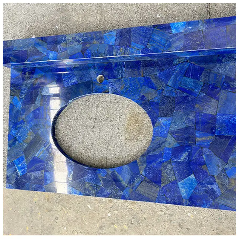 Lapis Lazuli Blue Gemstone Single Sink Vanity Tops Lapis Lazuli Blue Gemstone Single Sink Vanity Tops